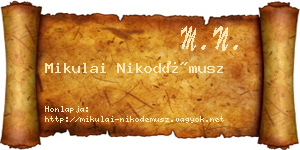 Mikulai Nikodémusz névjegykártya